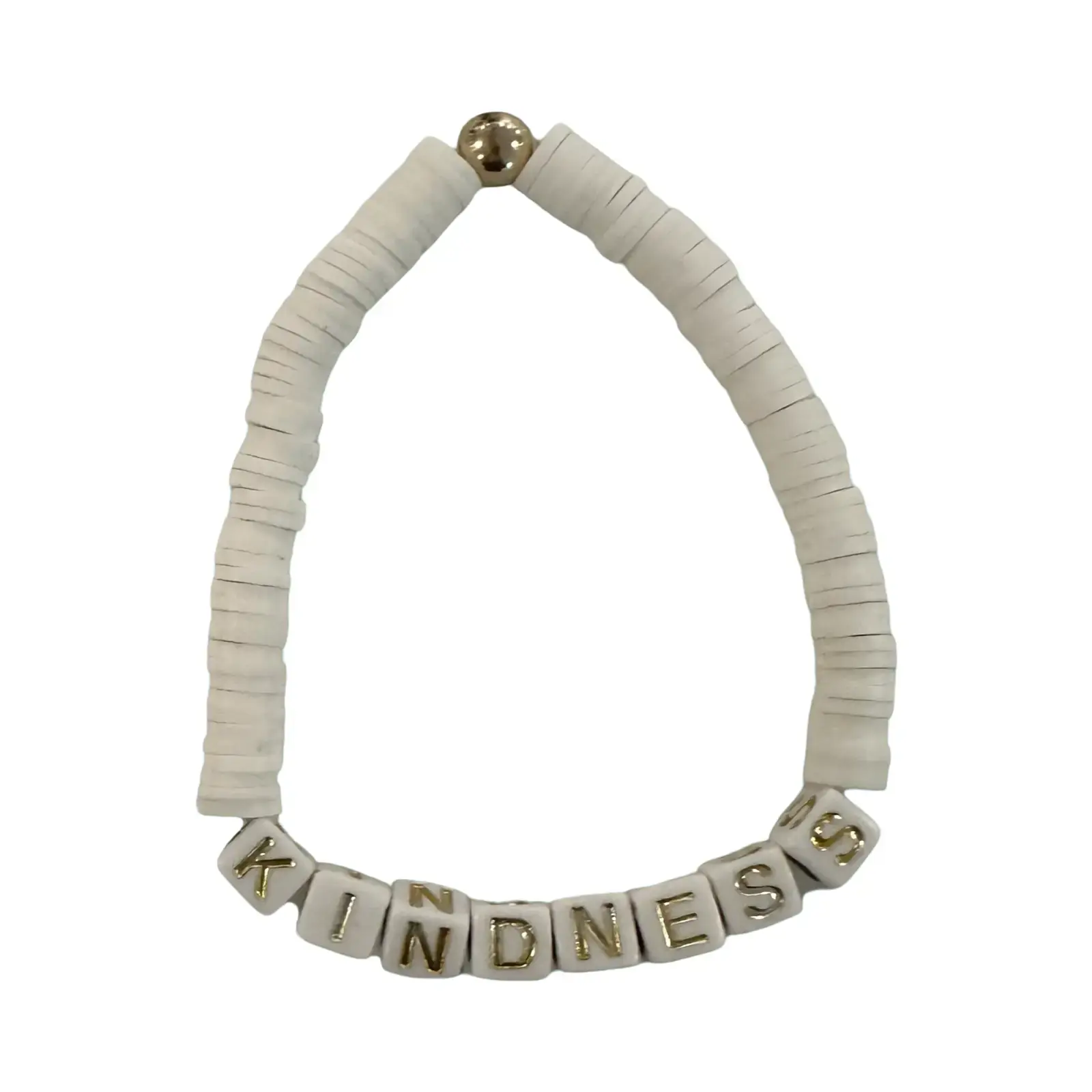 KINDNESS Creme Clay Disc Beaded Bracelet