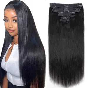 Clip in Straight Long Wavy Synthetic Hair Extension   20 Inch Black Colors 4PCS Thick Hairpieces for Women Feel Like Human Hair
