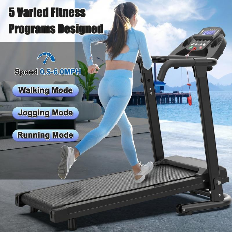 16% Incline Treadmill, Suitable for Home and Office Use, 2.5 HP 4-in-1 Portable Design, 300 lbs Weight Capacity, Supports App Control and LED Display Foldable Treadmill Mat for Fitness dual shock absorption