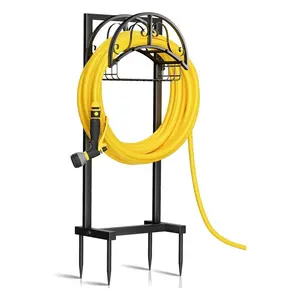 Garden Hose Holder Freestanding, Water Hose Holder Hose Hanger Heavy Duty Metal Hose Stand Holds 160-feet Hose, Outdoor Hose Organizer Sturdy Garden Hose Storage Rack for Outside