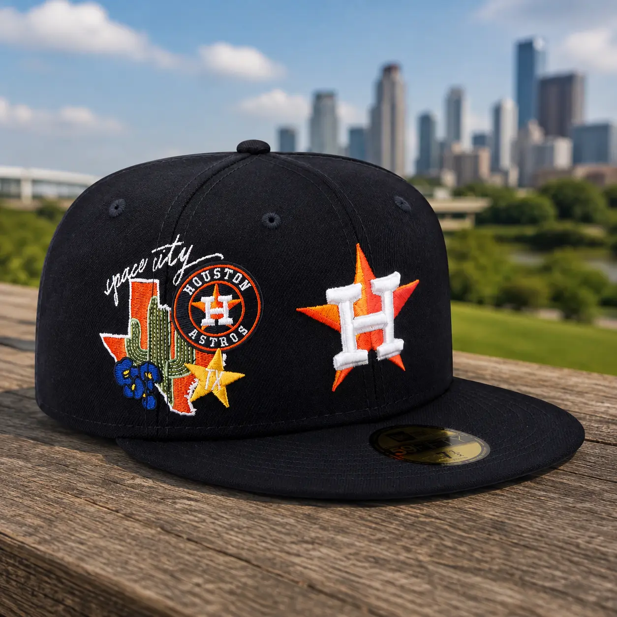 Houston Astros Space City 59FIFTY Fitted Cap – Black Embroidered MLB Baseball Hat