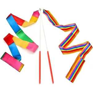 Dance Rainbow Ribbon Rhythmic Gymnastics Ribbon Outdoor Games Stage Performance Props Suitable for Beginners Talent Shows TMZ