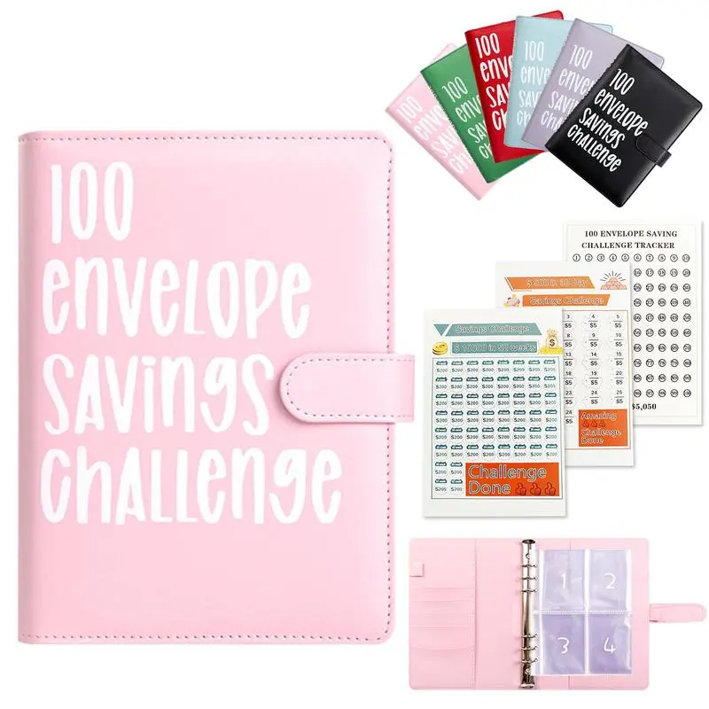 100 Envelopes Money Saving Challenge, 100 Envelope Challenge Binder, Easy and Fun Way to Save $5,050, Savings Challenges Budget Book Binder with Cash Envelopes for Office,Home,School