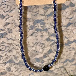 Blue Beaded Anklet with Clear Accents Featuring Silver Tone Magnetic Clasp Elegant Beaded Design for Everyday Wear