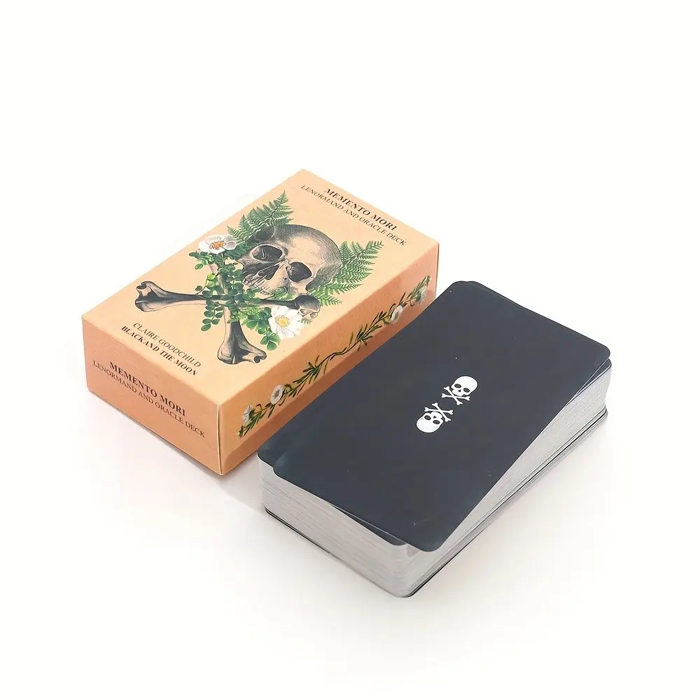 Dark Theme Collectible Cards, Death Memorial Lenormand, Plant Skull Art Style Board Game Cards, Unique Design for Enthusiasts, Premium Cards