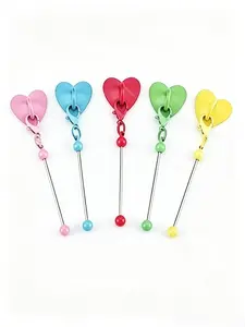 10 Mixed-Color Heart-Shaped Metal Bead Charms, Self-Adhesive Decorations, DIY Jewelry-Making Tools, Handmade Accessories, Gift for Craft Enthusiasts