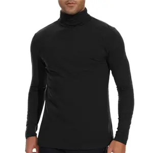 Men's Warm Half High Collar Themmal Underwear Men Mock Neck Basic T-shirt Black Blouse Pullover Long Sleeve Top