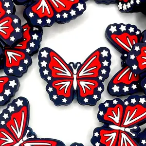 1pc Dream Big American Butterflies Silicone Focal Beads - 4th of July Crafting & Beading DIY Supplies