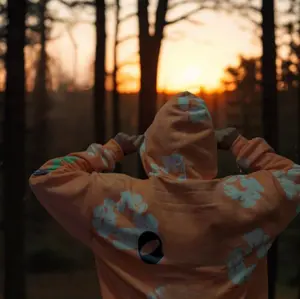 Mizfit Essentials Own Your Story Orange Hoodie - Medium Weight Polyester Sweatshirt with Kangaroo Pocket & Drawstring Hood Retro Unisex Acid Wash Cotton Top
