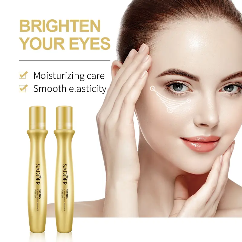Sadoer Retinol Roller Massager Eye Cream, Fades Dark Circles and Puffiness, 360° Massage Absorption, Lightweight Non-Greasy, Portable Easy Use