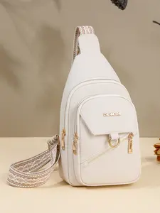 Niche texture  stylish  simple classic anti-theft chest bag,  letter metal buckle zipper design, multiple compartments, casual and versatile,  variety of colors to choose from, suitable for daily commuting, shopping, etc., Casual Bum Bag