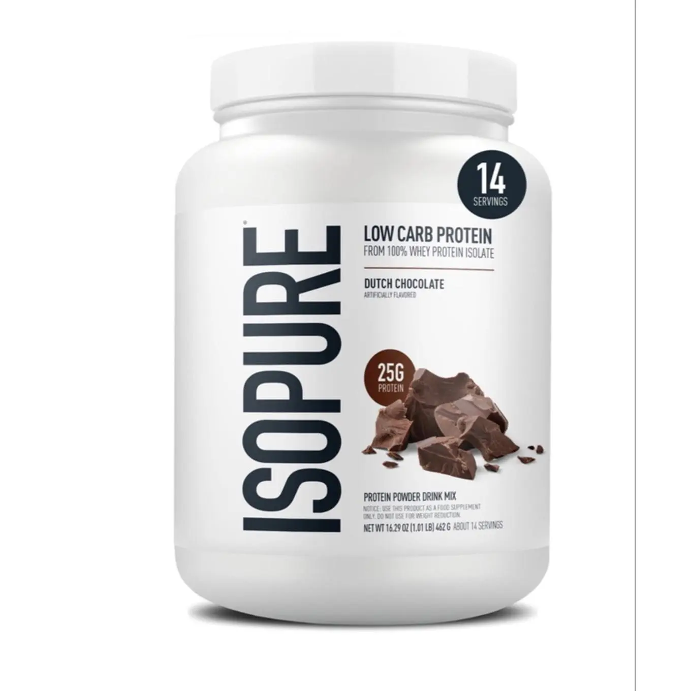 Isopure Low Carb 100% Whey Protein Isolate Chocolate Protein Powder, 25g, 14 servings Keto