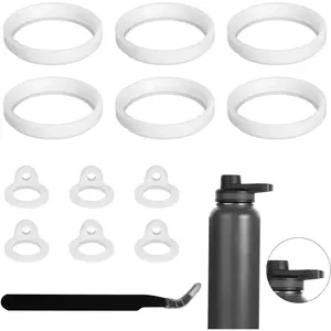 13pcs Water Bottle Lid Replacement for Thermoflask 24/32/40/64oz, Straw Gasket Replacement Accessories & Tweezers Silicone O Ring Rubber Seal Washer Part Compatible with Thermoflask Chug Spout Lid Drinkware