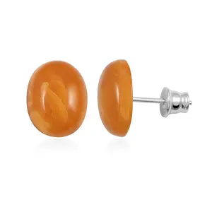 Butterscotch Amber Stud Earrings in Sterling Silver