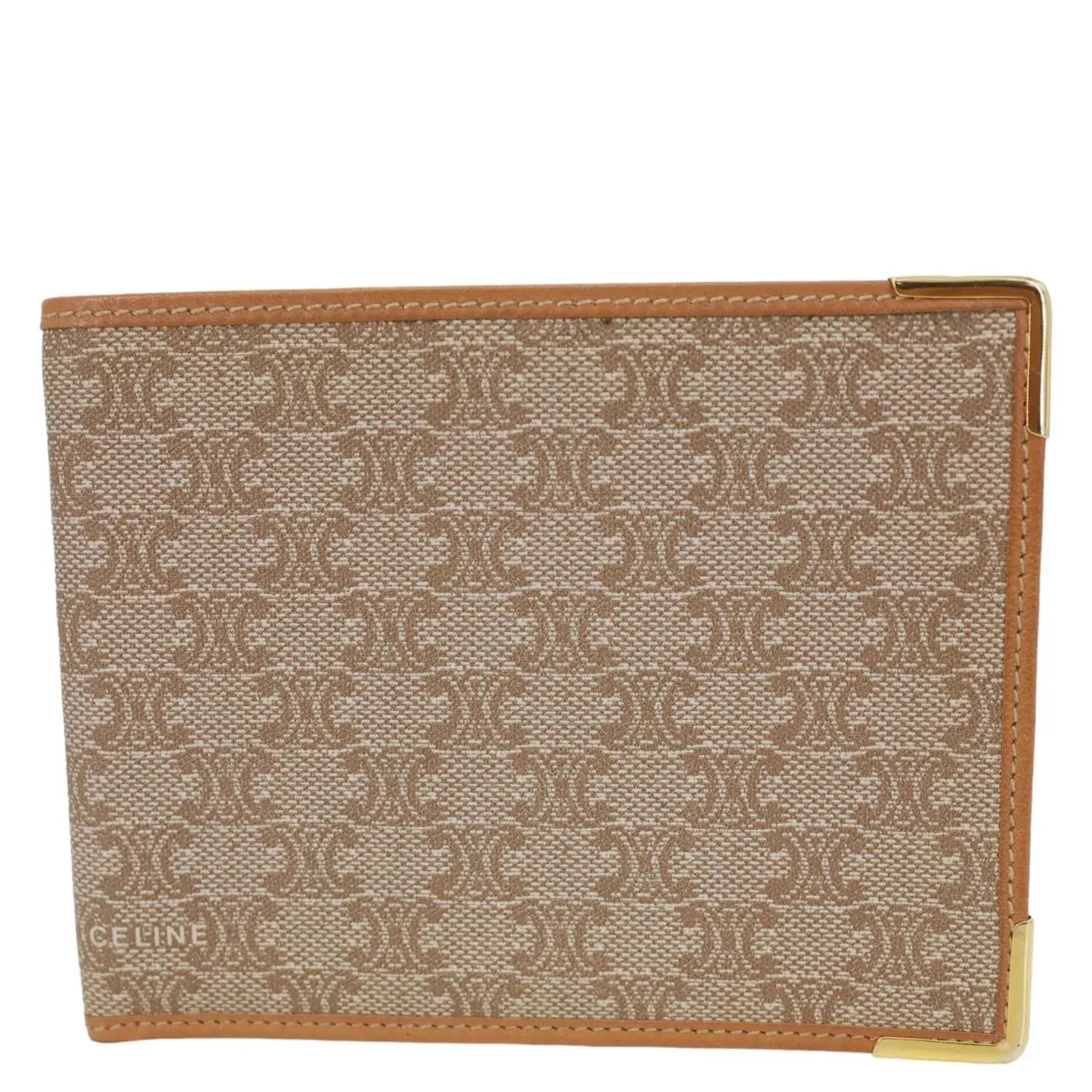 Pre-owned Celine Canvas Clutches & Wristlets Vintage Macadam Bifold Wallet Beige