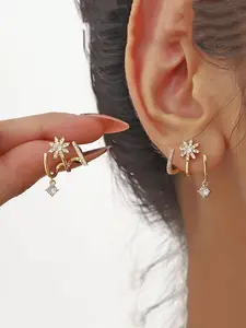 1 Pair Rhinestone Sunflower Claw Earrings, Unique Women's Evening Party Jewelry, Fashionable Accessories for Special Occasions