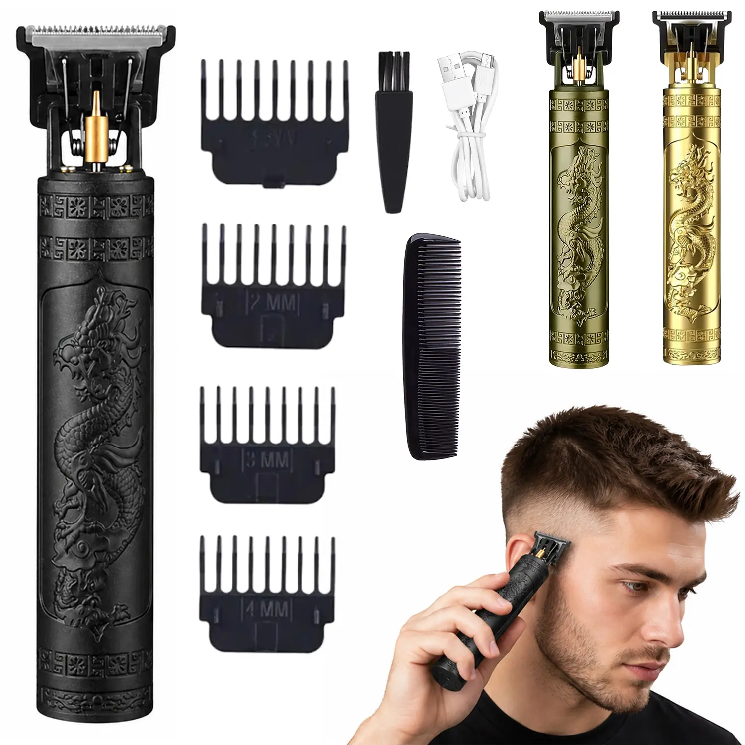 USB Rechargeable Men'S Grooming Kit, Cordless Hair Clippers And Beard Trimmer with 4 Combs, Durable Portable Home Barber Dedicated, Best Choice for Holiday Gifts - Suitable for Father And Boyfriend