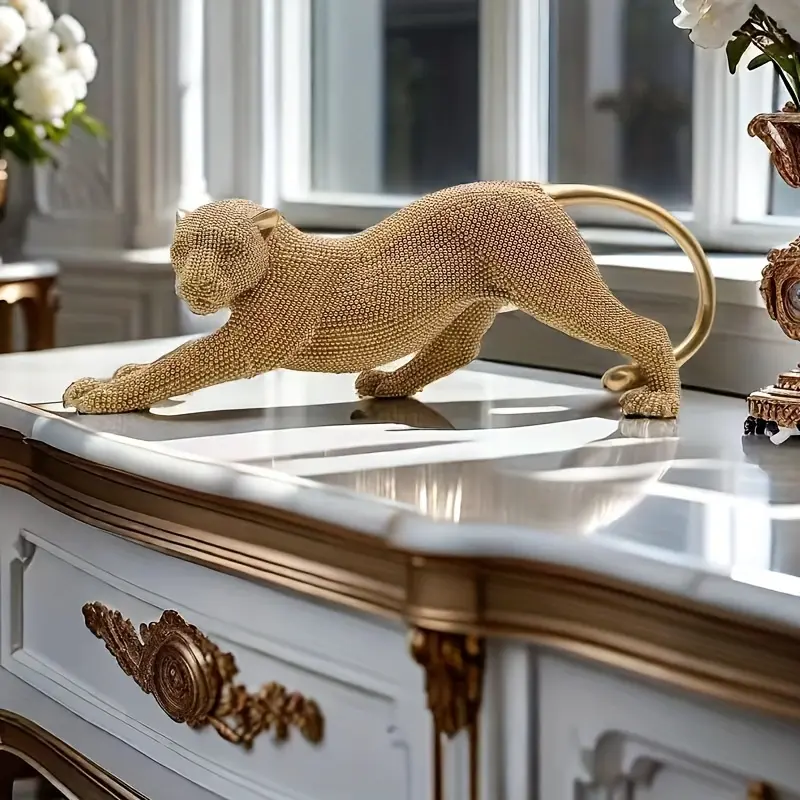 New Creative Resin Money Leopard Statue With Colorful Beads - Perfect For Home, Living Room & Office Desk Decor - Ideal Holiday Gif Ornaments