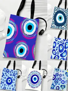 Evil Eye Symbol Art Storage Bags Large Capacity Festive Canvas Shopping Bag Christmas Party Tote Women's Handbag for Outdoor Travel Shopping Picnic Anime Crossbody Bags for Boys Girls Students Simple Tote