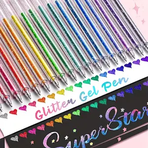 24 Color Glitter Gel Pen Set, Jelly Ink Pens for Writing, Drawing, and Decoration, Decorative Pens, Shiny Ink Pen Pack for Journals, Scrapbooks, School & Office Use, Gift Pen, Art Materials
