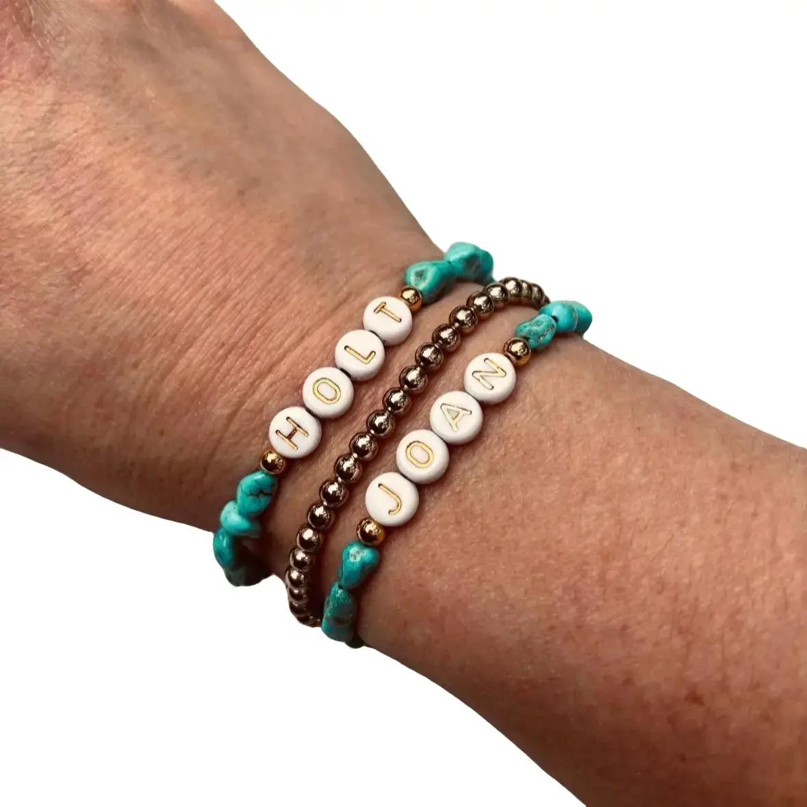 Personalized Name Bracelet with Authentic Turquoise