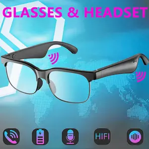 2-in-1 Smart Wireless Glasses with Headphones - Wearable Electronic Device, Stereo Sound, Built-in Mic, Hearing Assistance, Compatible with Smartphones, Tablets, PCs