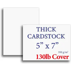 Extra Heavy Duty 130lb Cover Cardstock 5" x 7" Bright White 350gsm 17pt Thick Paper for Index Flash & Post Card Stock 40 Pack