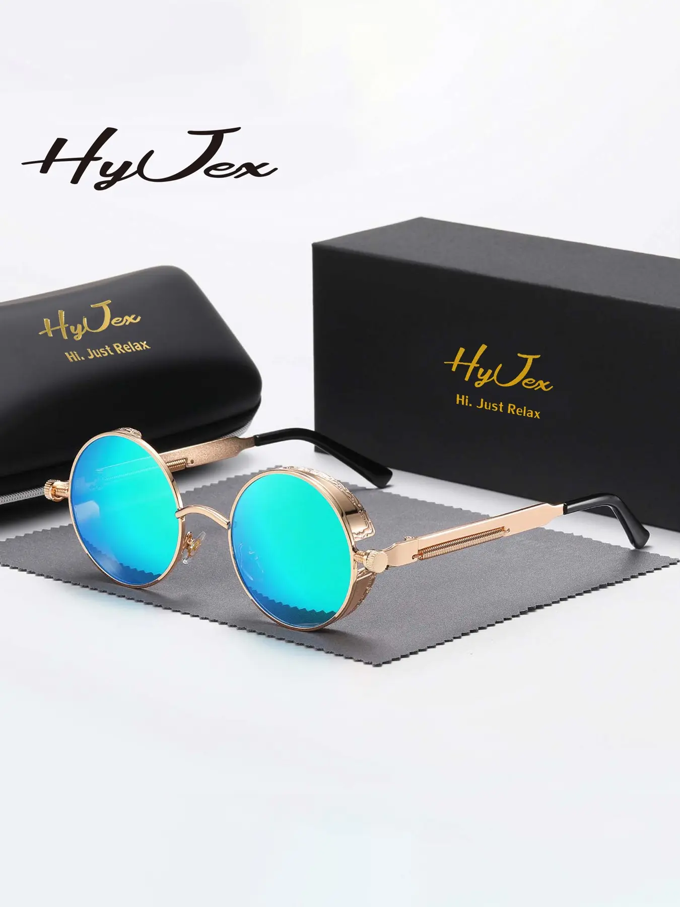 HYJEX 1 Piece Unisex Distinctive Design Full Frame Sunglasses Exhibiting Artistic Sense Round Frame Sunglasses UV400