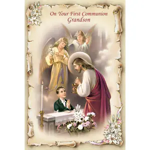 On Your First Communion Grandson Greeting Card
