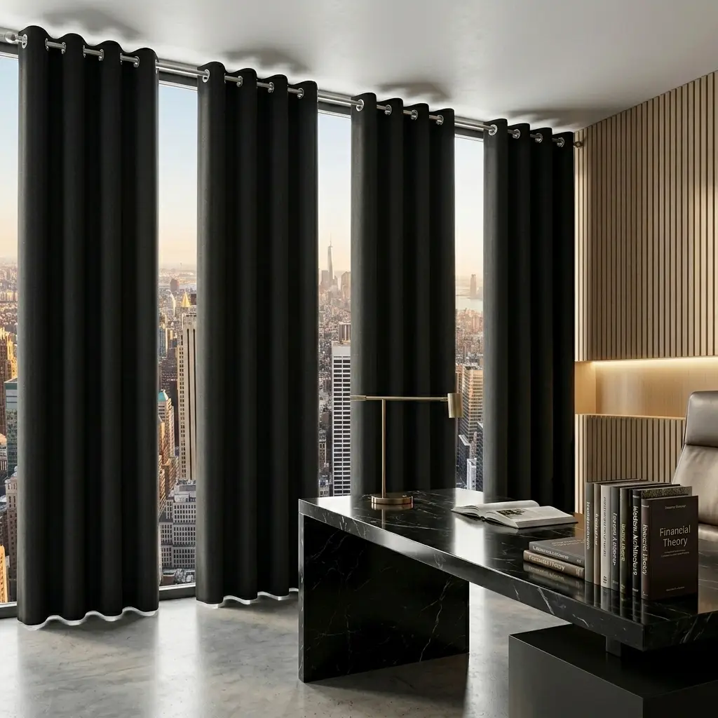 4pcs Linen Blackout Curtains with Metal Rings | Blackout Breathable & Noise Reducing for Home Windows，Luxury Linen Window Curtains for Bedroom，Living Room，Office，All season use