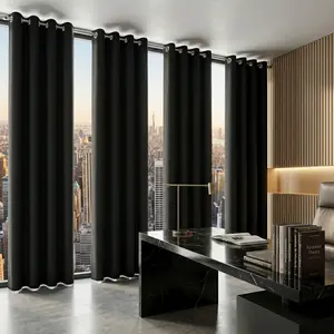 4pcs Linen Blackout Curtains with Metal Rings | Blackout Breathable & Noise Reducing for Home Windows，Luxury Linen Window Curtains for Bedroom，Living Room，Office，All season use