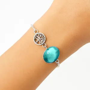 Tree Of Life - Natural Rare Turquoise Nevada Aztec Mt Bracelet B-1032 SDB1768