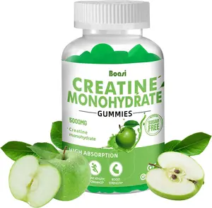 Sugar Free Creatine Monohydrate Gummies 5g for Men and Women Pre Workout Chewable Supplement for Muscle Builder Strength Gain Energy Boost and Post Workout Fitness Recovery Non GMO Vegan Chews Green Apple Flavor 120 Count