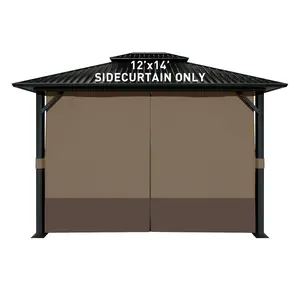Aoodor Gazebo Curtain Replacement - Universal 4-Panel Sidewalls 12' x 14',Patio Privacy Curtains with Double Zipper,UV Resistant, Perfect for Outdoor Canopy, Garden, and Backyard (Curtain Only)