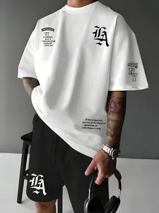 Men's Letter Print T-Shirt & Shorts Set - Cozy Casual Two-Piece Outfit