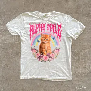 Funny alpha male kitten t-shirt, ironic cat meme t-shirt, sarcastic gift for cat lovers, vintage pirate graphic t-shirt for men.