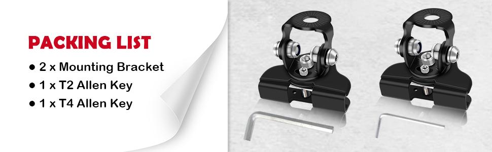 DIBMS Led Hood Mounts, Universal Led Light Bar Mounting Brackets 304 Stainless Steel Hood Clamp Lights Mounts, Black cars accessories car stuff