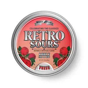 Retro Sour Tins - Hard Tangy Candy - Retro Sours Red Apple Hard Candy - 2.12oz, 1 Tin tiktok candy