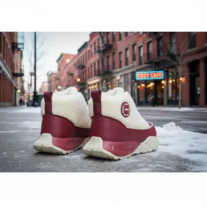 Women's Hiking Shoes High-Top Winter Warm Snowshoes with Hook-and-Loop Fasteners Fur-Lined Suede Ankle Boots for Winter Activities Lace-Up Closure Waterproof Material autumn winter warm walking shoe white boot