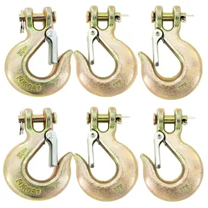 6PCS 5/16'' Trailer Chain Hooks, Heavy Duty Tow Chain Clevis Grab Hook with Safety Latch, 3/4 in Opening G70 Trailer Safety Chain Hook for Trailer Truck Transport, 14,000 Lb Capacity