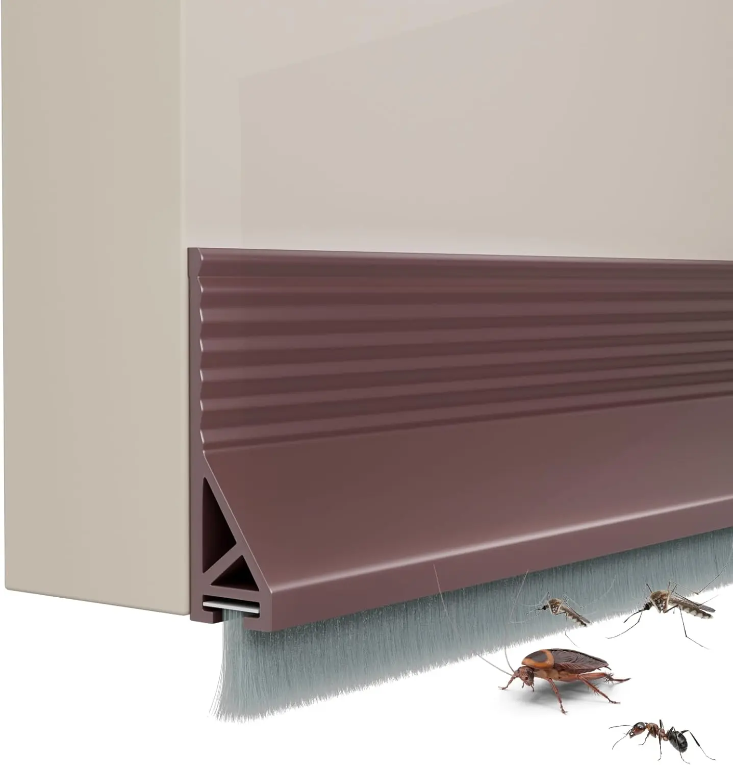 39" Door Draft Stopper for Bottom of Door with Brush, Adhesive Under Door Sweep for Exterior & Interior,Soundproof Door Gap Filler Bottom Seal Dust Blocker and Noise Stopper,Brown