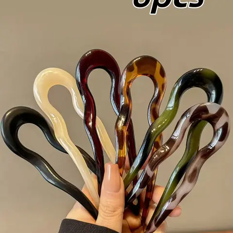 6pcs U-Shaped Hair Pin Set, Geometric Design Hair Accessory for Women, Ideal for Travel, Parties, Work and Daily Use, Hairpins