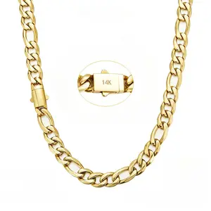 Celeste & Celeste 14K Gold-Plated 8MM Cuban Chain Figaro NecklaceSet with Waterproof, Anti-Rust, and Hypoallergenic features-Stylish Unisex Jewelry showcasing a bold new design inspired by Miami culture, making it the perfect Christmas gift.