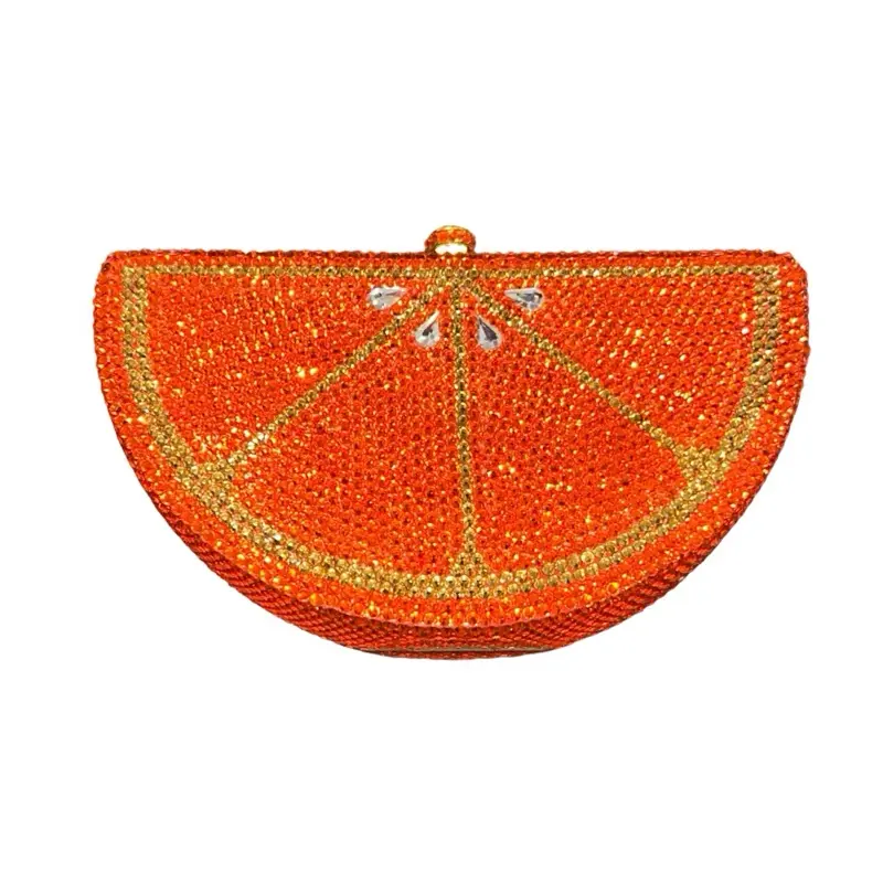 Orange Rhinestone Clutch