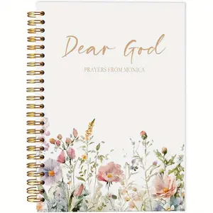 Floral Pattern Spiral Notebook, 1 Count Christian Prayer Journal, Daily Devotional Journal, Devotional Notebook, Bible Journaling Notebook, Spiral Notebook with 50 Pages for Note Taking