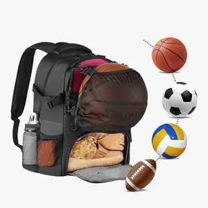 Unisex Waterproof Sports Backpack, Large Capacity Laptop Bag, Independent Shoe Compartment, Outdoor Basketball & Football Bag