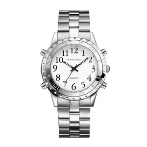 OIDEA Men's Talking Watch with Clear Voice Time Announcement, Alarm Function, Stainless Steel Band, Easy-Read Analog Quartz Wrist Watch