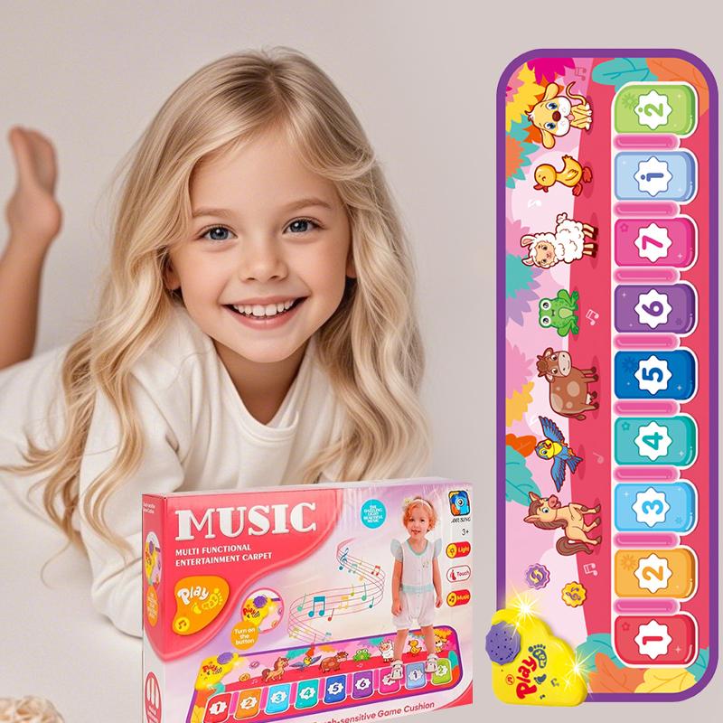 Interactive music game mat with piano keys, dance pad, and lighting effects - Children's educational dance mat with musical notes and colorful animals - Birthday/Christmas/Halloween gift suitable for boys and girls - Floor piano toy