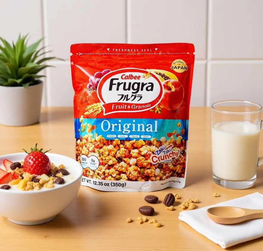 CALBEE Frugra Fruit & Granola - Crunchy Cereal with Dried Fruit & Seeds, Big Bag, 350 CALBEE Frugra Fruit & Granola - Crunchy Cereal with Dried Fruit & Seeds, Big Bag, 350