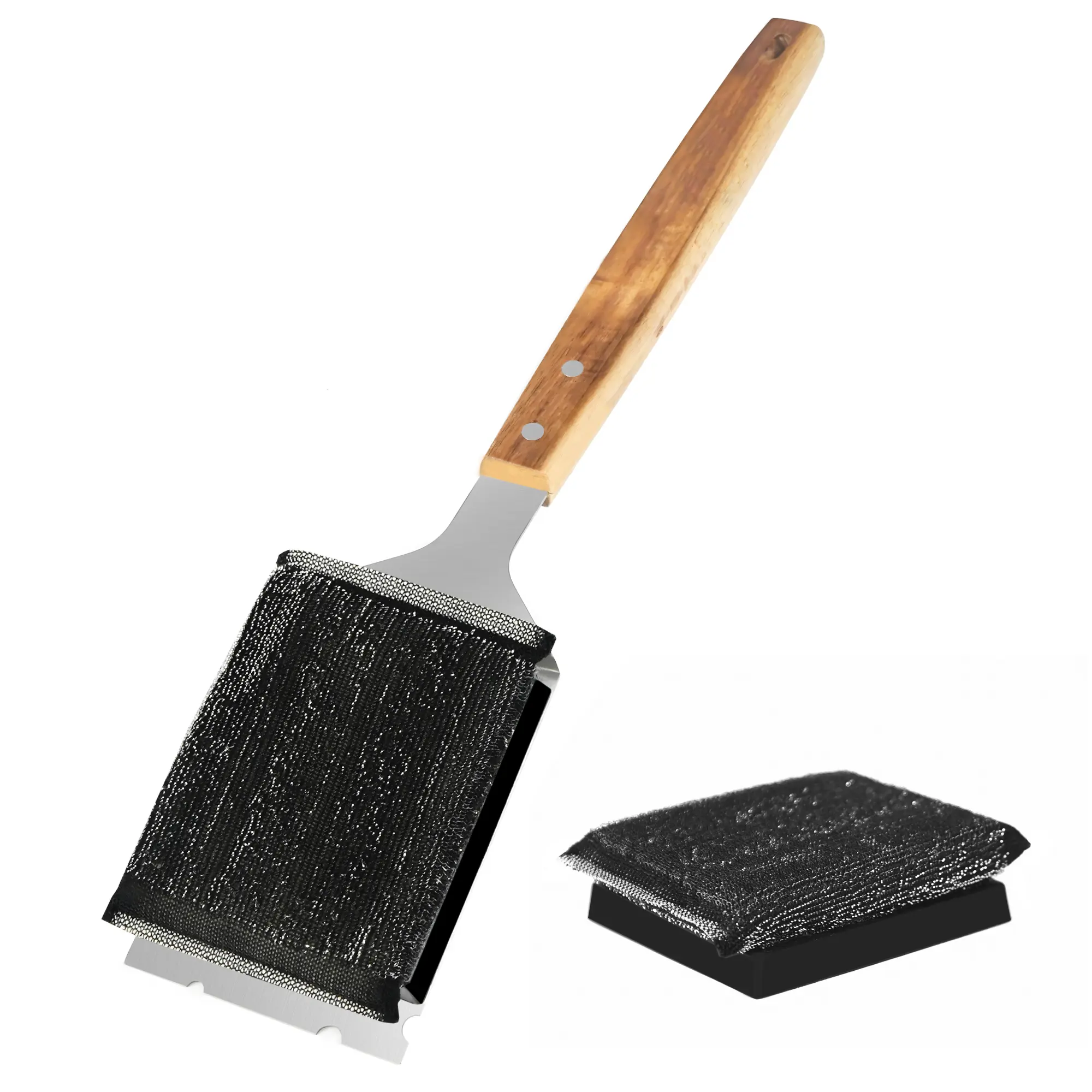 Bristle-Free BBQ Grill Brush & Scraper - Heavy Duty Barbecue Cleaner with Extended Handle‌